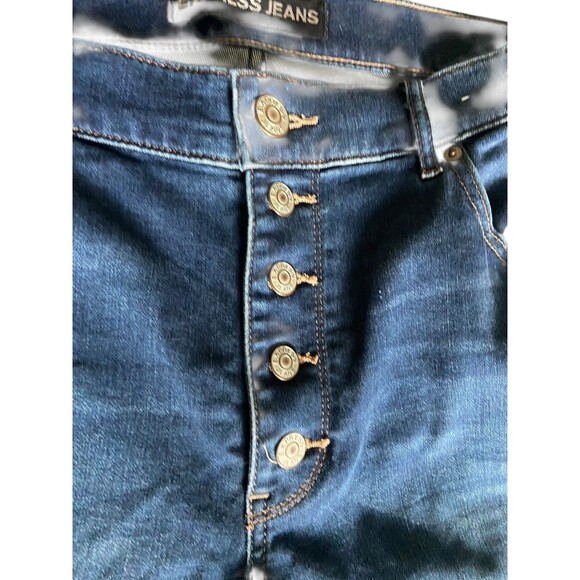 Express Womens Bell Flare High Rise Jeans Size 12L Blue Distress Bell Bottom 70s - Picture 2 of 15